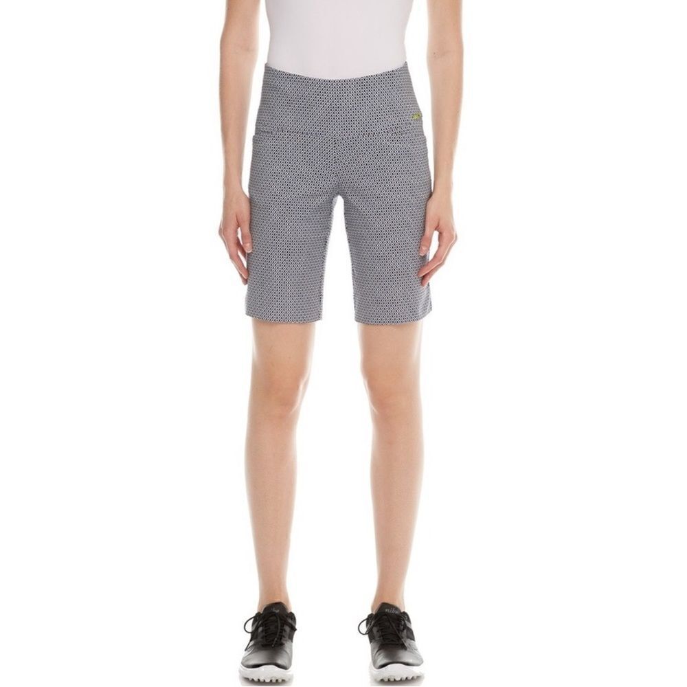NWT Swing Control Masters Tummy Control Maria Blue Geometric Golf Shorts Size 8